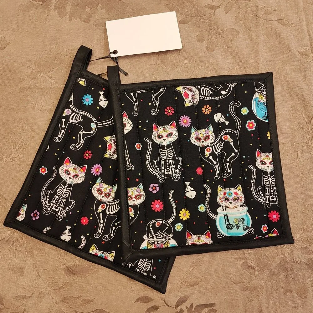 Karen's Fiber Whimsy Day of the Dead Hot Pads, New With Tags!